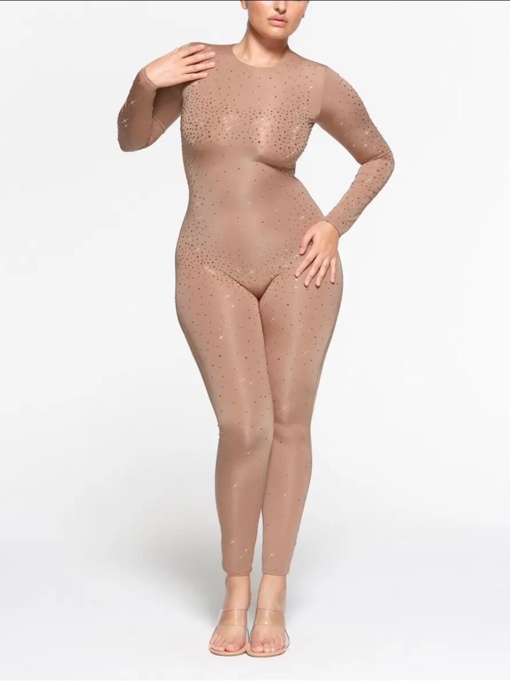 Swarovski x SKIMS JELLY SHEER LONG SLEEVE CATSUIT SIENNA SMALL